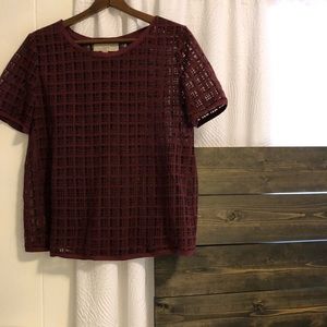 Maroon Boxy Top Ann Taylor